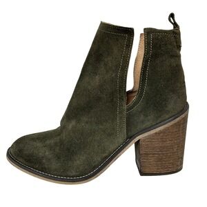 Rebels Zelda Olive Green Suede‎ Cutout Heel Ankle Boots Women's Size 38